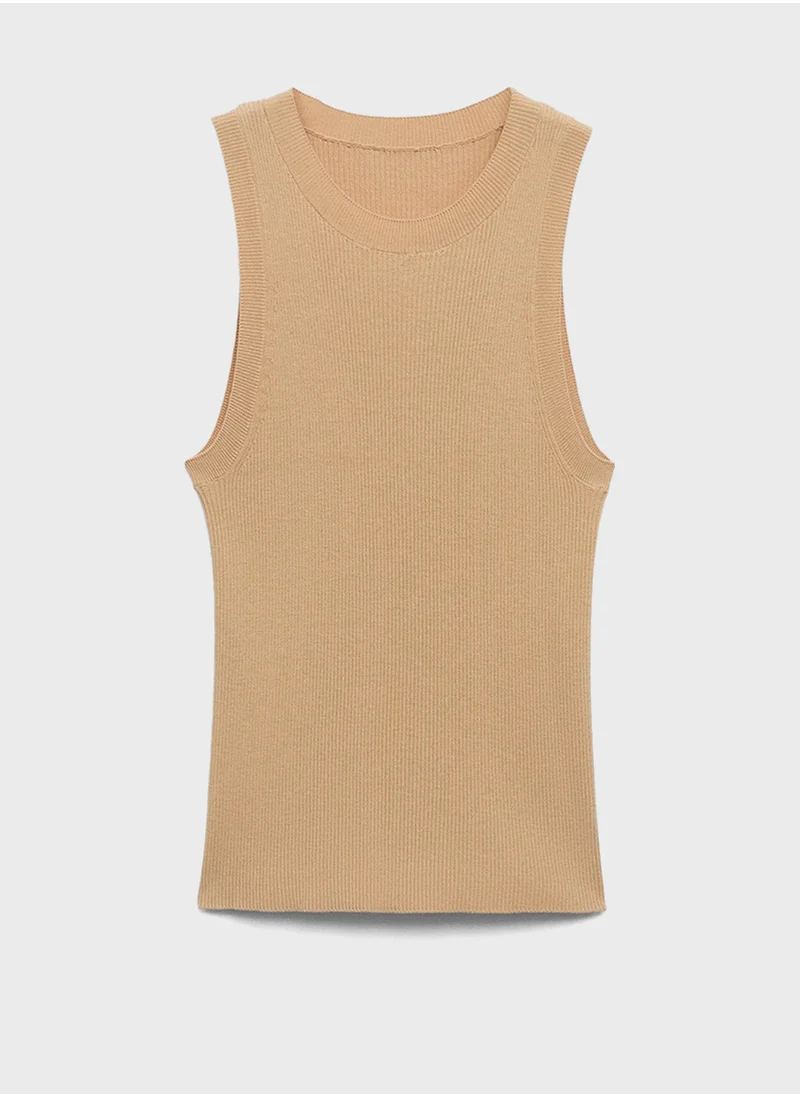 مانجو Crew Neck Ribbed Top