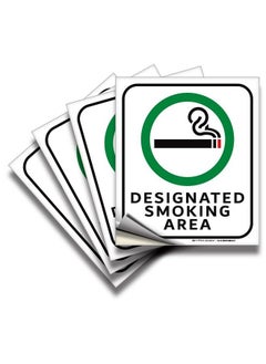 Designated Smoking Area Sticker Sign 4 Pack 6X7 In Premium Selfadhesive Vinyl Laminated For Ultimate Uv Weather Scratch Water And Fade Resistance Indoor & Outdoor
