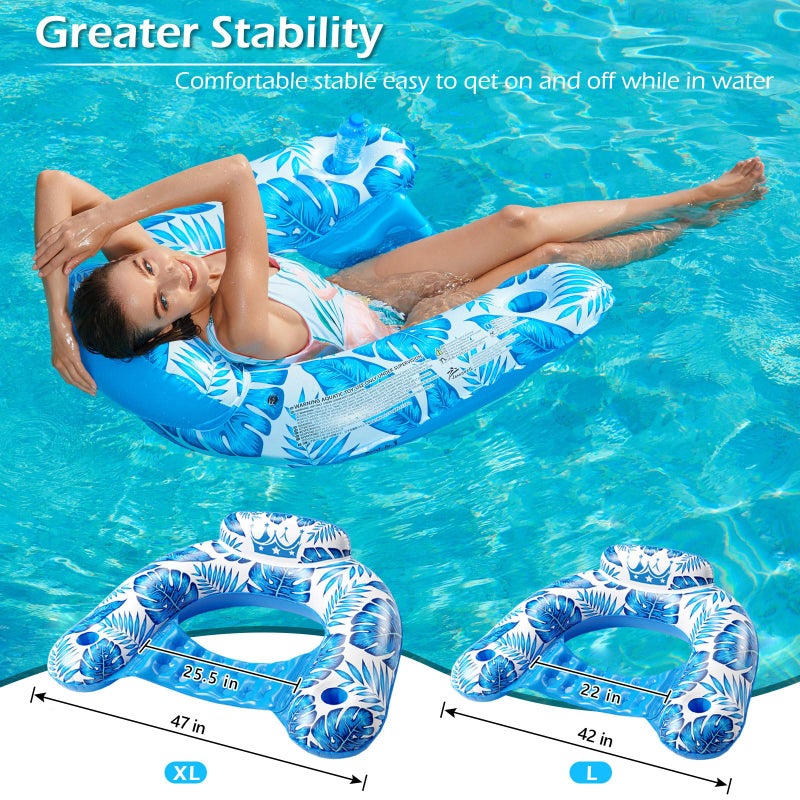 Jasonwell Inflatable Pool Float Chair - Pool Floaties Floating Pool Chair Lounge Floats for Swimming Pool Water Chair Pool Lounger with Cup Holder Pool Toy Party Floaty Adults L - Image 5