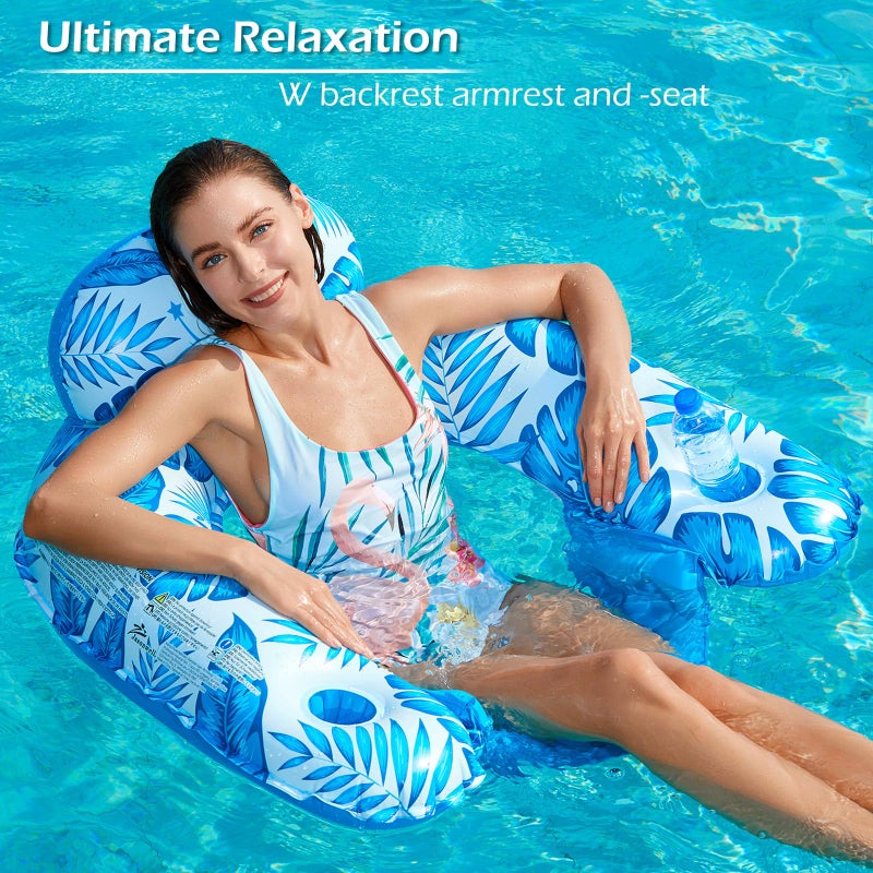 Jasonwell Inflatable Pool Float Chair - Pool Floaties Floating Pool Chair Lounge Floats for Swimming Pool Water Chair Pool Lounger with Cup Holder Pool Toy Party Floaty Adults L - Image 2