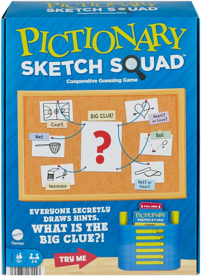 Mattel Games - Pictionary Sketch Squad Cooperative Party Game For Adults Teens And Game Night With Clues Case For 26 Players - Image 1