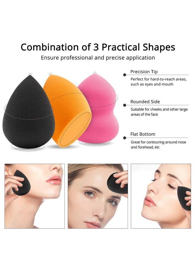 Welocity Professional - Beauty Blender Makeup Sponge 3 Pcs Latexfree And Vegan Flawless For Cream Liquid Foundation & Powder Application (Pink Or Multicolored) - Image 1