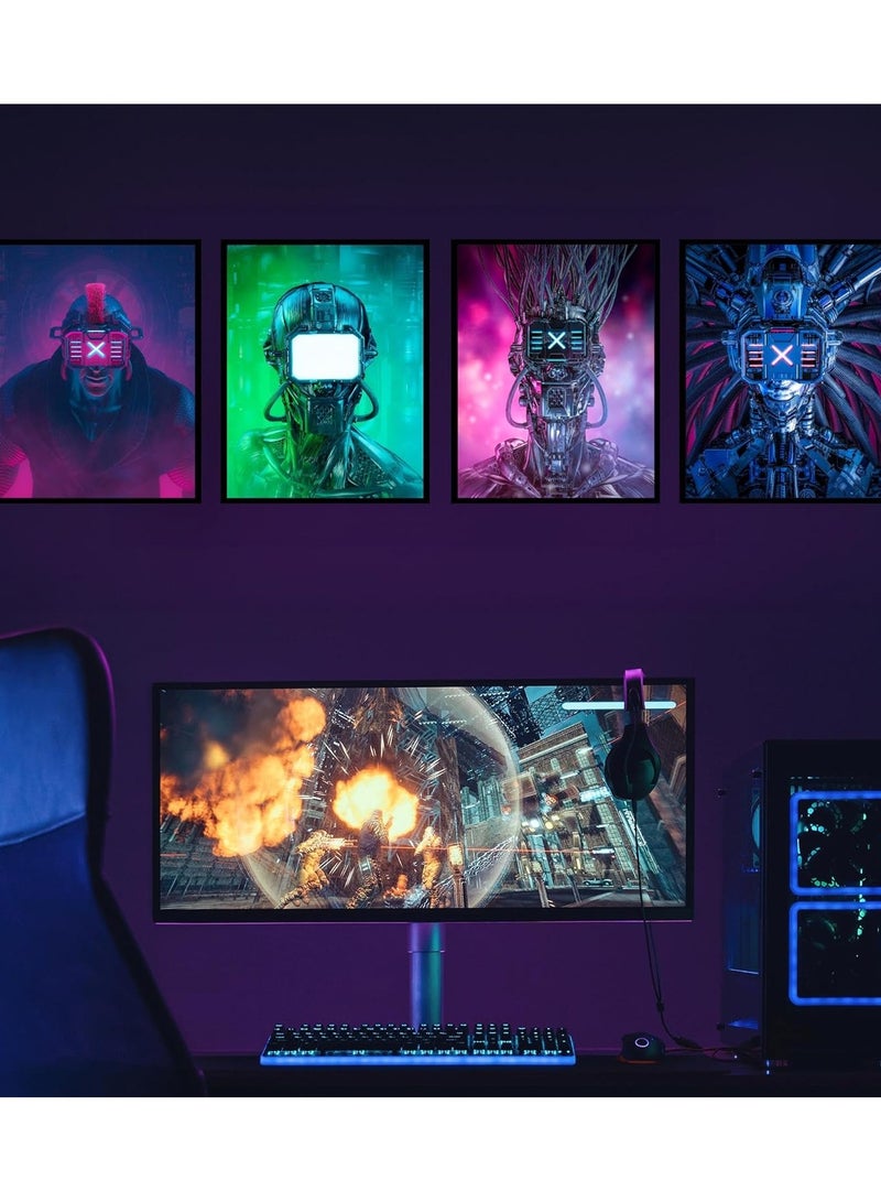 مؤسسة فكرة اليوم ملصقات الألعاب، ديكور مستقبلي، ملصق Cyberpunk - مجموعة من 4 ملصقات ألعاب، ملصقات جدارية للألعاب، ملصقات فنية نيون، لوحات فنية جدارية للاعب - ملصقات ألعاب لديكور غرفة الأولاد، ملصق ألعاب - (8 × 10 بوصات) غير مؤطرة - Image 4