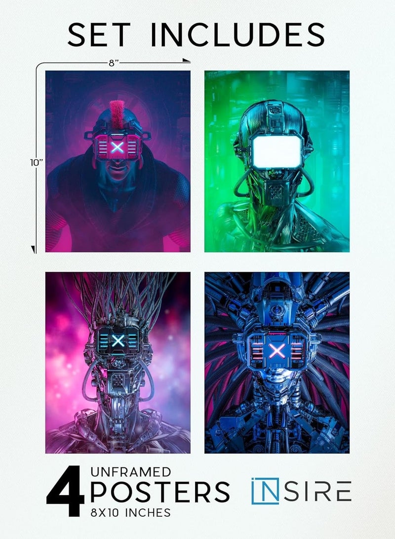 مؤسسة فكرة اليوم ملصقات الألعاب، ديكور مستقبلي، ملصق Cyberpunk - مجموعة من 4 ملصقات ألعاب، ملصقات جدارية للألعاب، ملصقات فنية نيون، لوحات فنية جدارية للاعب - ملصقات ألعاب لديكور غرفة الأولاد، ملصق ألعاب - (8 × 10 بوصات) غير مؤطرة - Image 5