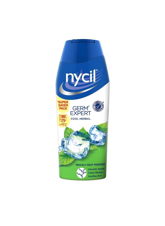 Nycil Germ Expert Cool Herbal Prickly Heat and Cooling Powder - 400 g | Get Relief from Skin Problems - Image 1