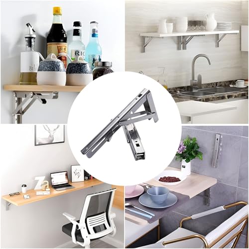 Volo 150Kg Weight Capacity | 12 Inch Folding Bracket – Stainless Steel Foldable Shelf Bracket, Space Saving Wall Mount L Bracket for Fold Down Table, Kitchen, Balcony, Workstation | Pack of 2 Pieces - Image 5