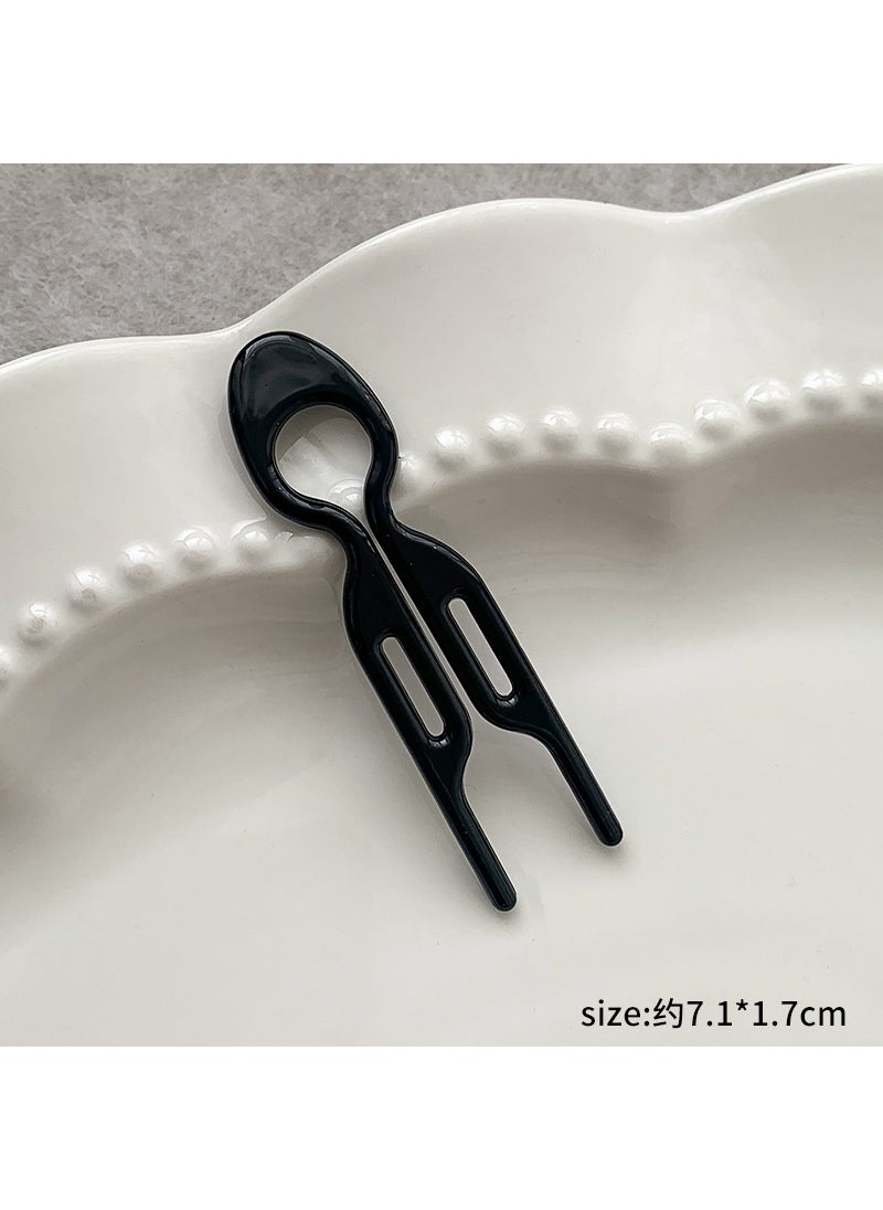 Generic - Simple hair clip fashion back head ball head lazy hair curling artifact temperament hair curling hairpin headdress 5# small double hole black - Image 1