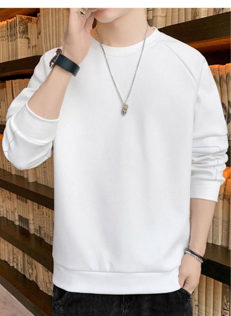 NIBEMINENT Sweater Men's New Youth Trend Casual Velvet Round Neck Long-sleeved T-shirt - Image 2