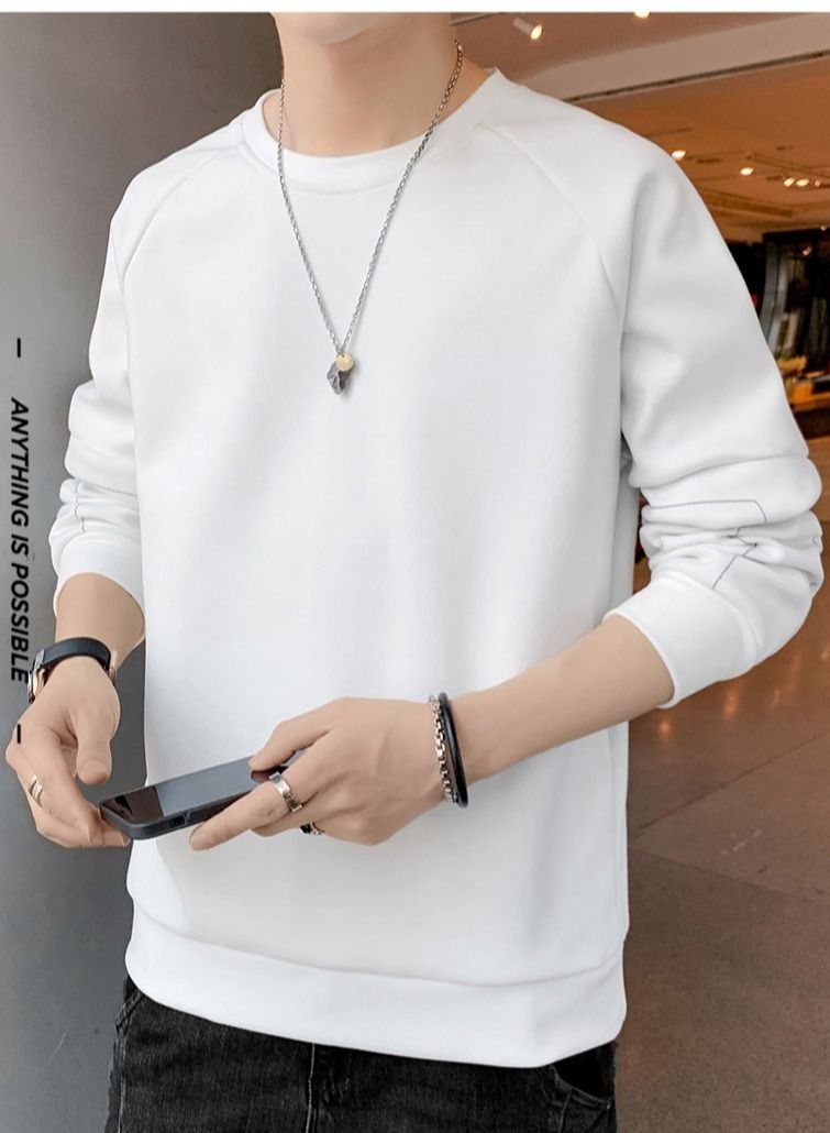 NIBEMINENT Sweater Men's New Youth Trend Casual Velvet Round Neck Long-sleeved T-shirt - Image 3