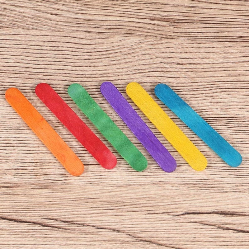 klarako 50pcs Natural Wood Craft Sticks Jumbo Wooden Popsicle Stick for DIY Crafts Colorful 6.5x1x2cm - Image 3