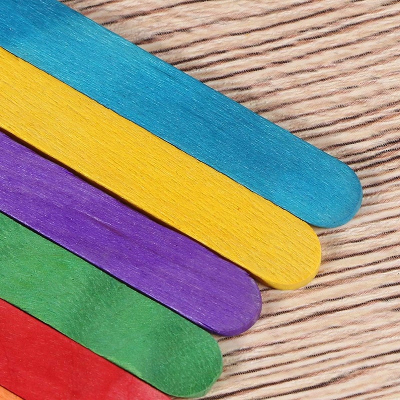 klarako 50pcs Natural Wood Craft Sticks Jumbo Wooden Popsicle Stick for DIY Crafts Colorful 6.5x1x2cm - Image 4