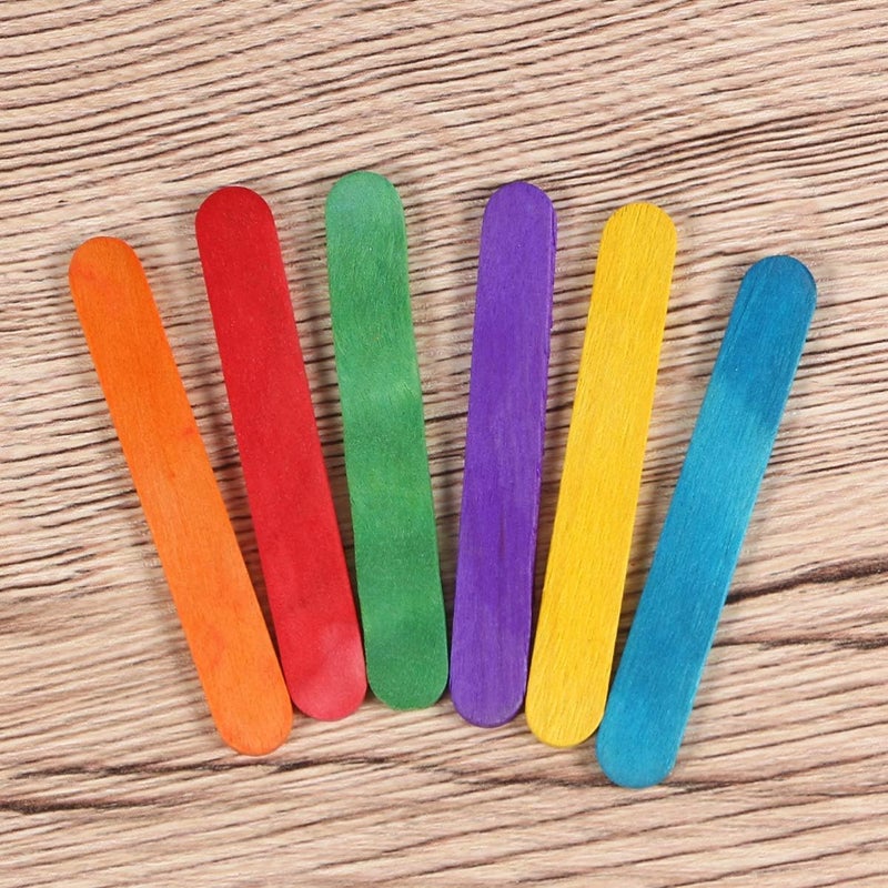 klarako 50pcs Natural Wood Craft Sticks Jumbo Wooden Popsicle Stick for DIY Crafts Colorful 6.5x1x2cm - Image 2