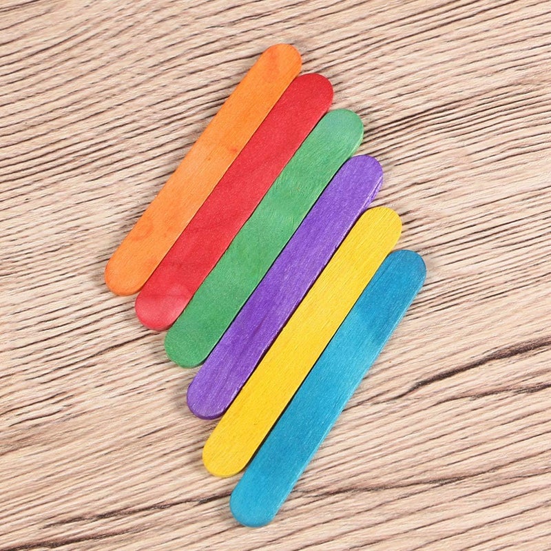 klarako 50pcs Natural Wood Craft Sticks Jumbo Wooden Popsicle Stick for DIY Crafts Colorful 6.5x1x2cm - Image 5