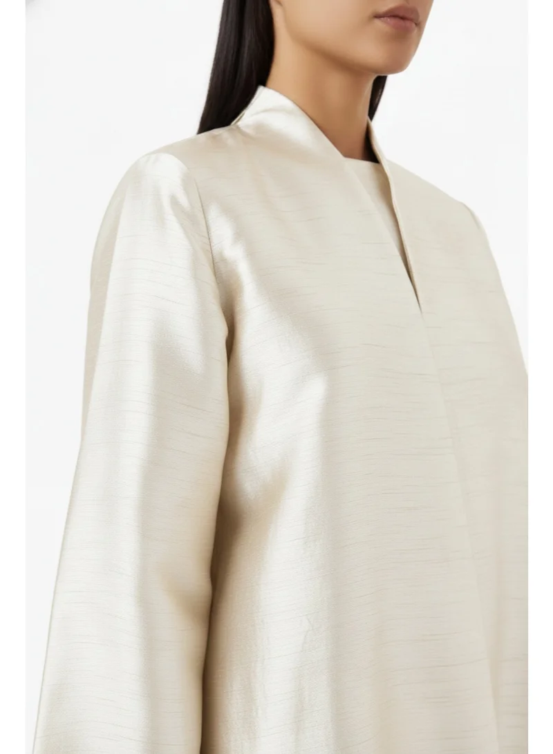 Moistreet  Mettallic Beige RAW Silk A- Line Abaya for Women | Best Price UAE