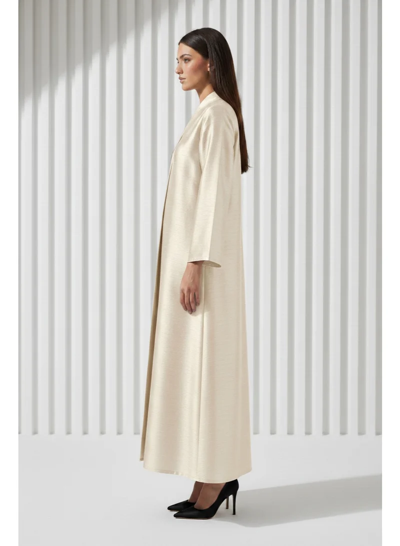 مويستريت Mettallic Beige RAW Silk A- Line Abaya