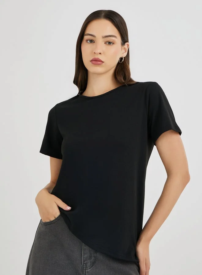 Take Two Asymmetric Hem Short Sleeve T-Shirt
