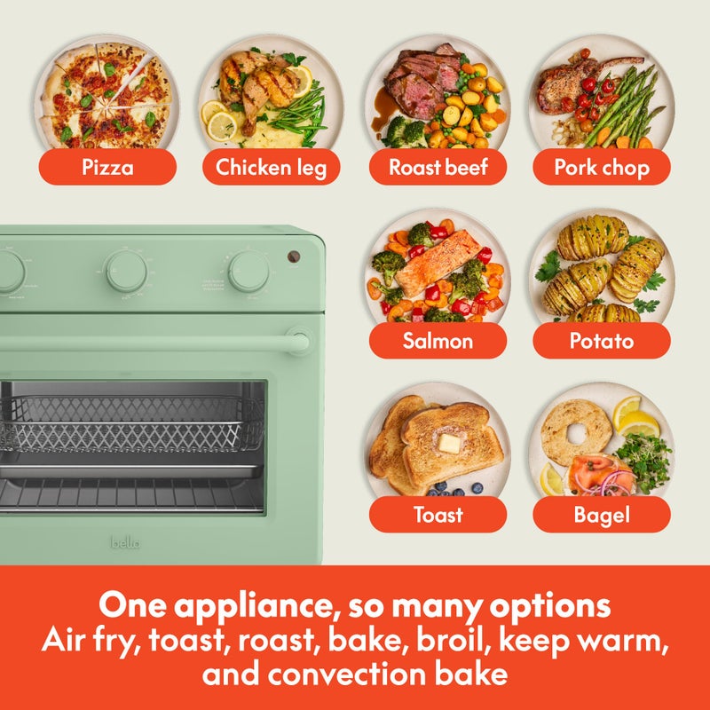 bella Air Fry Toaster Oven, 7 Preset Cooking Options, Dishwasher-Safe EverGood Coated Trays Included, 60-Minute Auto Shutoff w Audible Timer, Power Indicator Light, 1700 Watt, Seaglass - Image 4