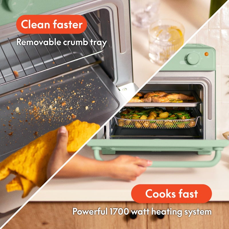 bella Air Fry Toaster Oven, 7 Preset Cooking Options, Dishwasher-Safe EverGood Coated Trays Included, 60-Minute Auto Shutoff w Audible Timer, Power Indicator Light, 1700 Watt, Seaglass - Image 3