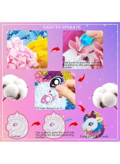 The Bros Unicorns toys for girls,Unicorn Plush Craft Pillow, DIY Fabric by Number Art Kits for Kids, Make Your Own Unicorn Pillow, Kids Creative Learning Activities, Fun with Bright Colors, Plush poke art Toys  - Image 4