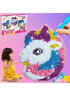 The Bros Unicorns toys for girls,Unicorn Plush Craft Pillow, DIY Fabric by Number Art Kits for Kids, Make Your Own Unicorn Pillow, Kids Creative Learning Activities, Fun with Bright Colors, Plush poke art Toys  - Image 1