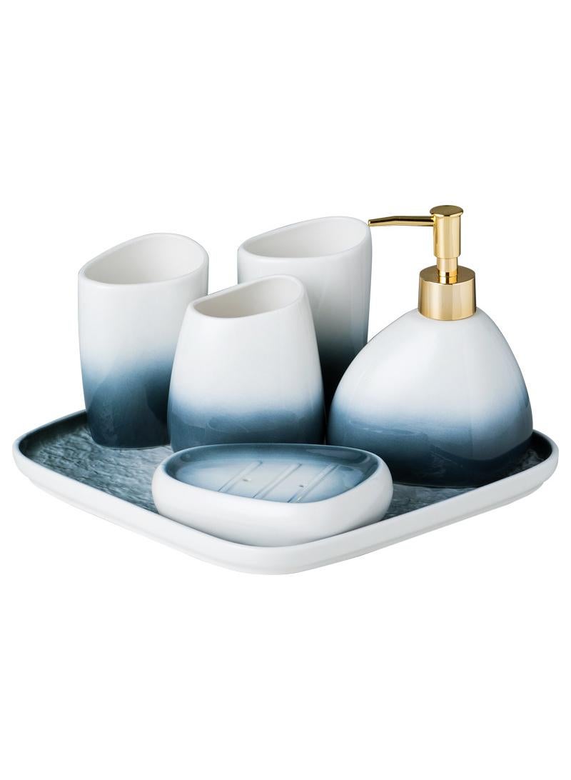 Y&D Bathroom Accessories Set,Modern Countertop Bathroom Decor,Luxury 6 Piece Bathroom Accessory Set,Complete with Soap Dispenser,Toothbrush Holder,Tumbler,Tray - Image 1