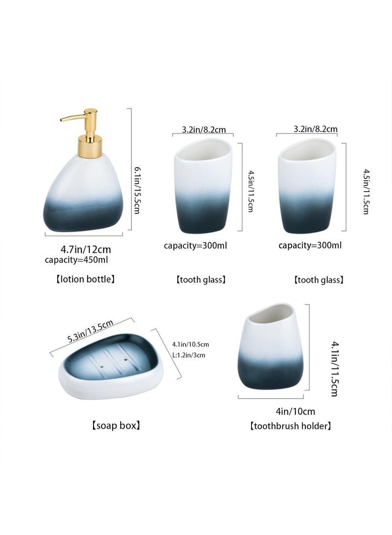 Y&D Bathroom Accessories Set,Modern Countertop Bathroom Decor,Luxury 6 Piece Bathroom Accessory Set,Complete with Soap Dispenser,Toothbrush Holder,Tumbler,Tray - Image 2