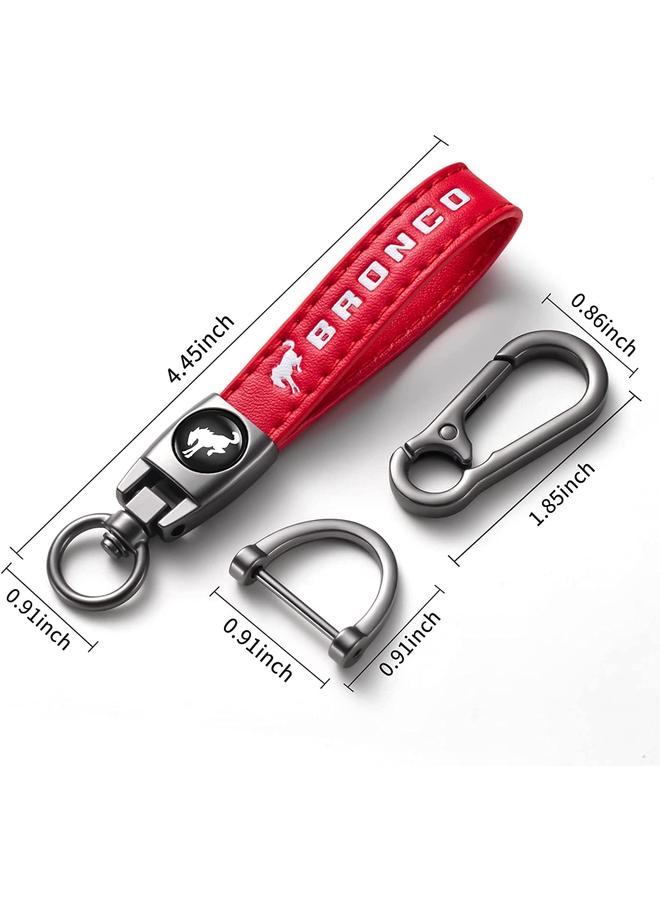 الأزرق جي دبليو سلسلة مفاتيح سيارة جلدية أصلية لسلسلة مفاتيح فورد برونكو للرجال والنساء تقدم الأسرة اكسسوارات الحلقات الرئيسية (أحمر) - Image 5