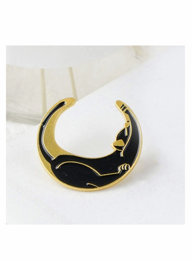 Excefore Cute Enamel Cat and Book Pins Set, Brooch Pins Cartoon Brooch Pins Lapel Badges for Clothing Bags Sweater Shirt Jacket Backpack Accessory DIY Crafts (Black, 5pcs) - Image 3