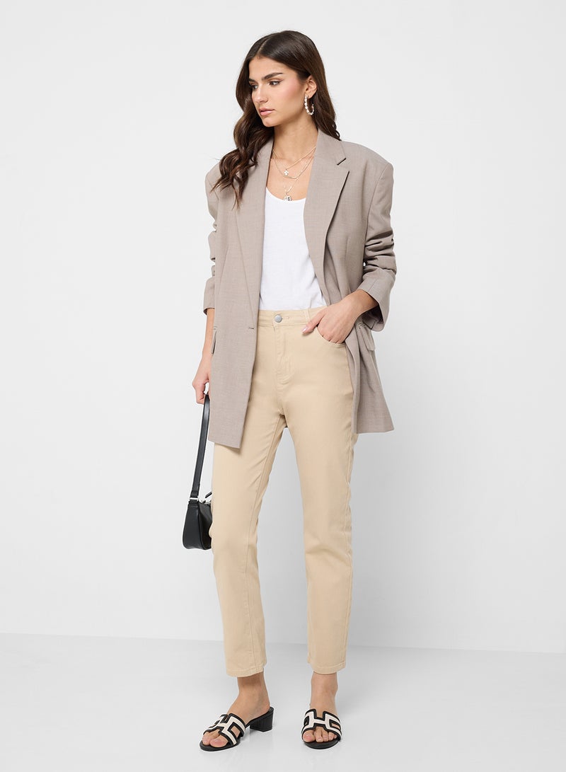 Ginger High Rise Straight Fit Cropped Jeans  - Image 1