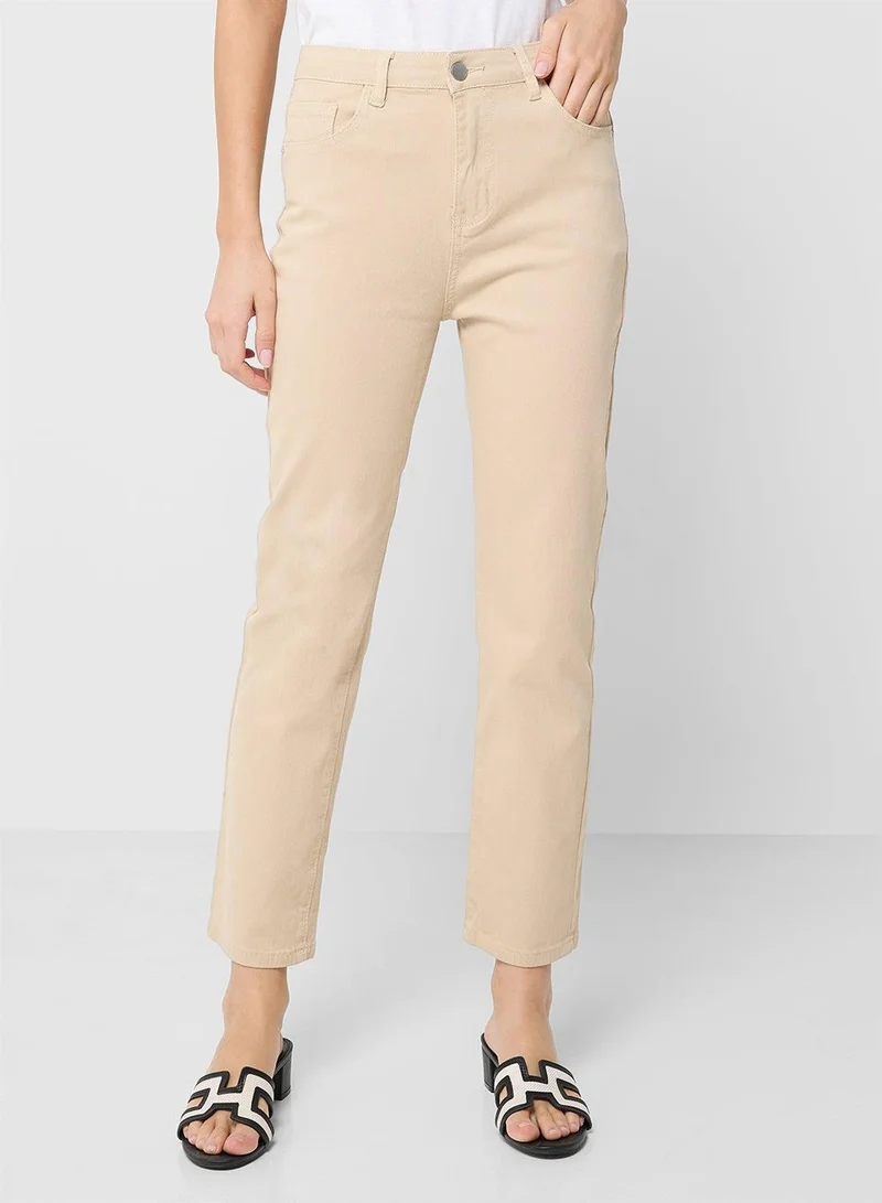 Ginger  High Rise Straight Fit Cropped Jeans for Women | Best Price UAE