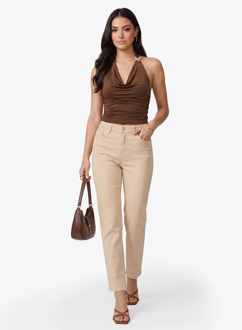High Rise Straight Fit Cropped Jeans