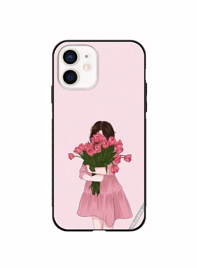 VR CREATIVE Protective Case Cover For Apple iPhone 12 mini Girl Hugging Bouquet Design Multicolour - Image 1