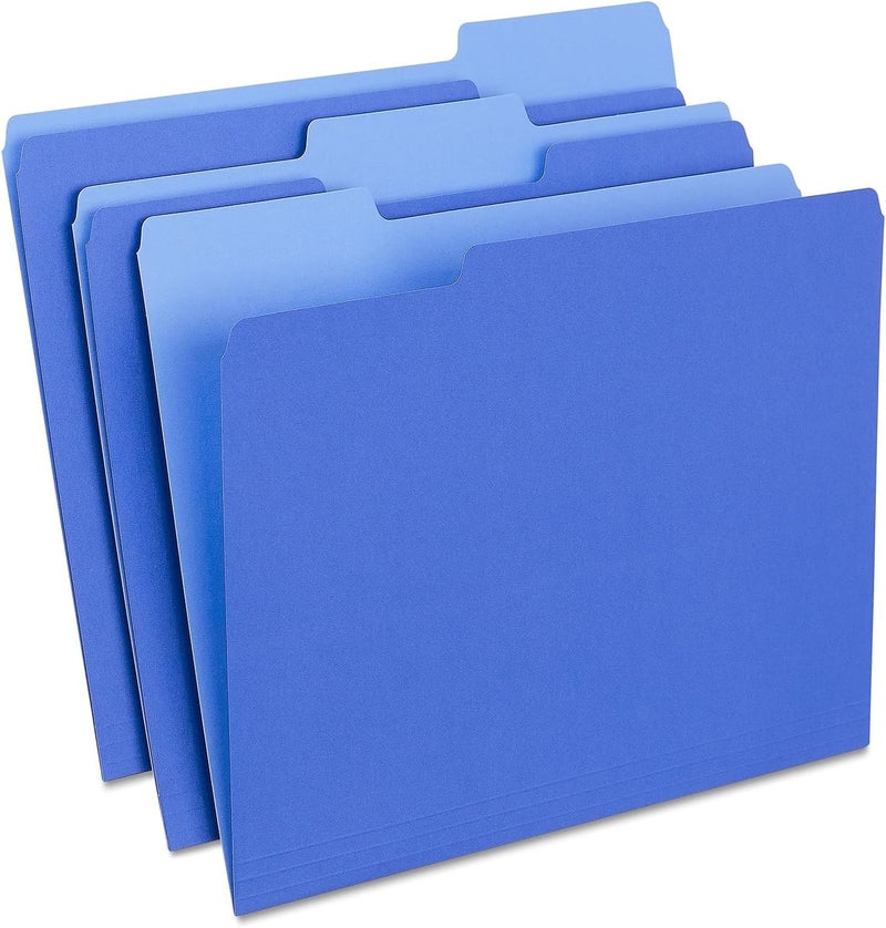 Staples File Folders - Letter Size, 1/3-Cut Top Tabs, Durable 10.5 pt. Blue Manila Folders, Pack of 100 for Office, Home, Classroom - Image 1