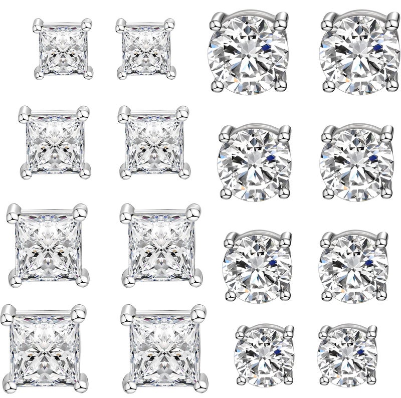 WAINIS 8 Pairs Stainless Steel Magnetic Stud Earrings for Men Women Non-piercing Hypoallergenic Earrings 5-8mm - Image 1