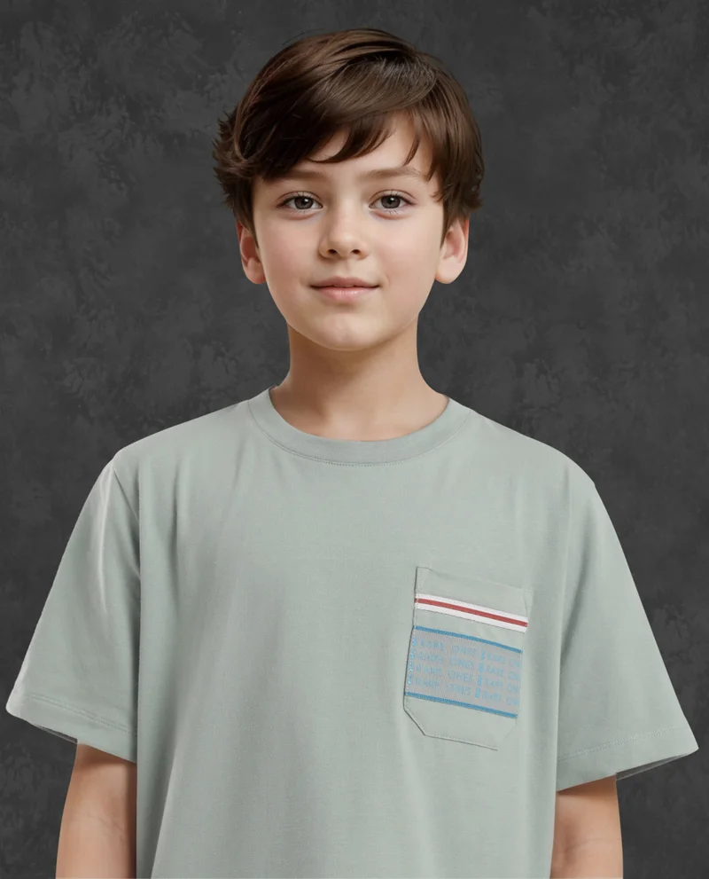 Rare Ones Rare Ones Kids Mitch Green Cotton Half Sleeves Crew Neck Statement Print T-Shirt