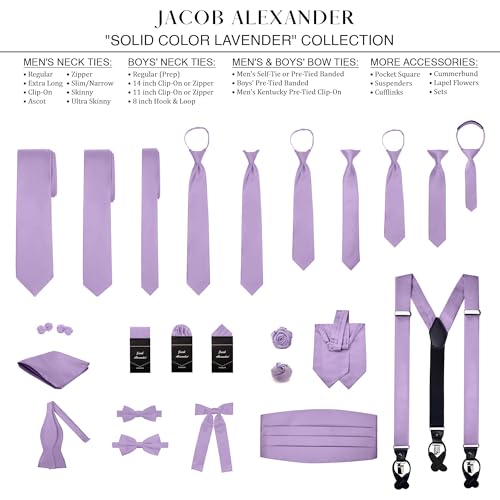 Jacob Alexander Men's Pretied Banded Adjustable Solid Color Bowtie - Lavender - Image 4