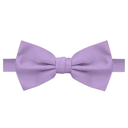 Jacob Alexander Men's Pretied Banded Adjustable Solid Color Bowtie - Lavender - Image 1