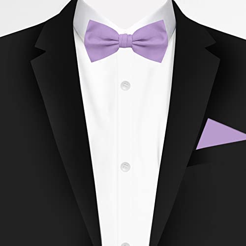 Jacob Alexander Men's Pretied Banded Adjustable Solid Color Bowtie - Lavender - Image 2