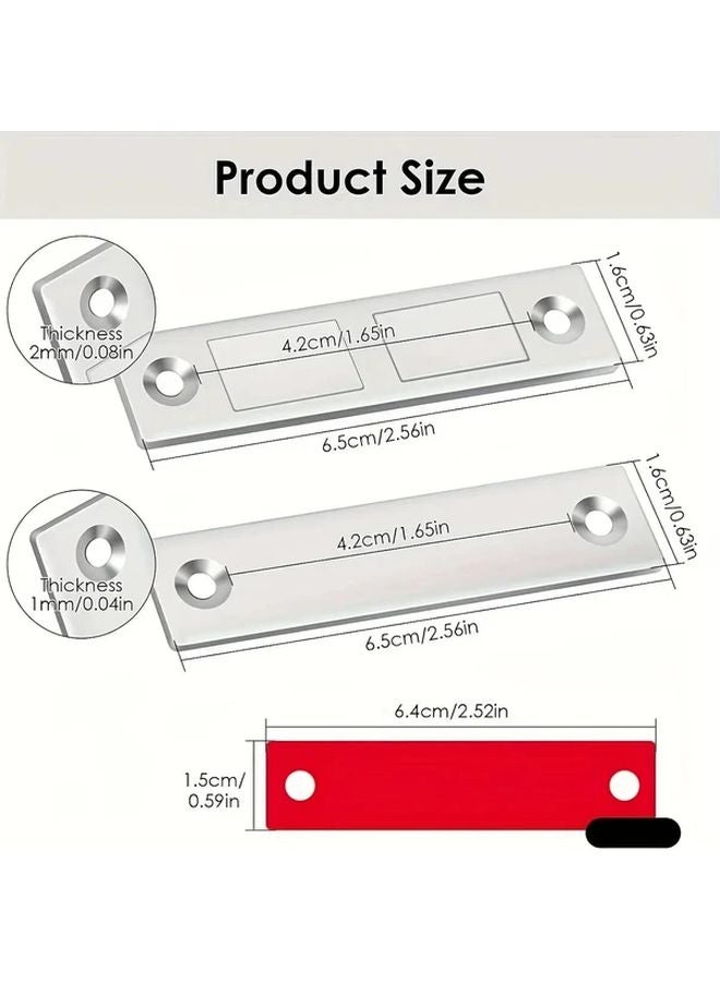 2 Sets 4Pcs Silvery Magnetic Door Strips No Drill Invisible Wardrobe Cabinet Lock - Image 4
