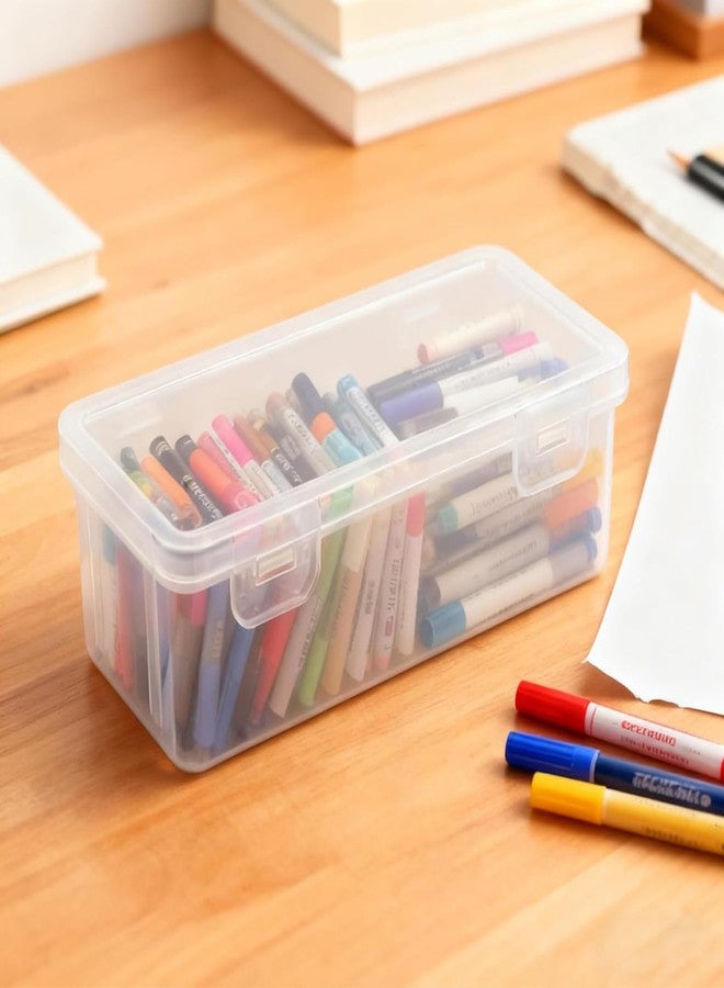 HOZEON 12 Pack Clear Pencil Box 7.5 x 2.2 x 3.1 Inch, Clear Pencil Cases with Snap Lids, Stackable Plastic Storage Boxes for Art Supplies, Crayons Brush Organizer - Image 3