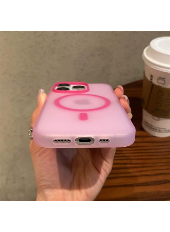 Cover Matte Transparent Magnetic Wireless Charging Case Compatible with Galaxy S24 Ultra – Shockproof Hard Protective Cover, Slim Fit Design (Pink) - Image 2