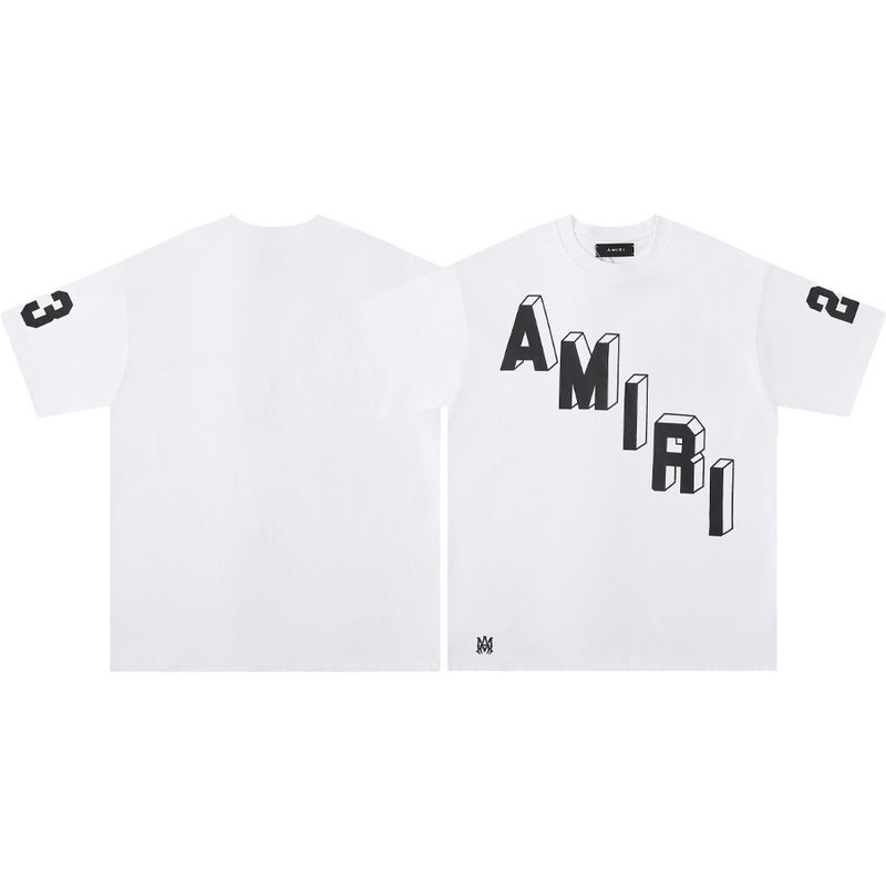 AMIRI Summer Short Sleeve Splatter Tee for Men 678 blue - Image 2