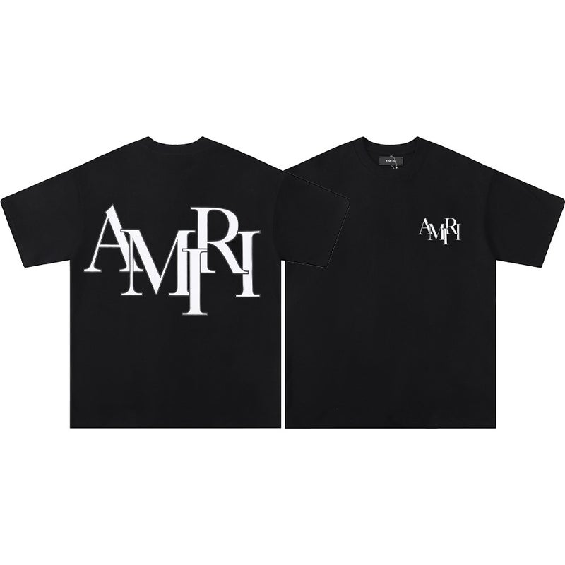 AMIRI Summer Short Sleeve Splatter Tee for Men 678 blue - Image 5