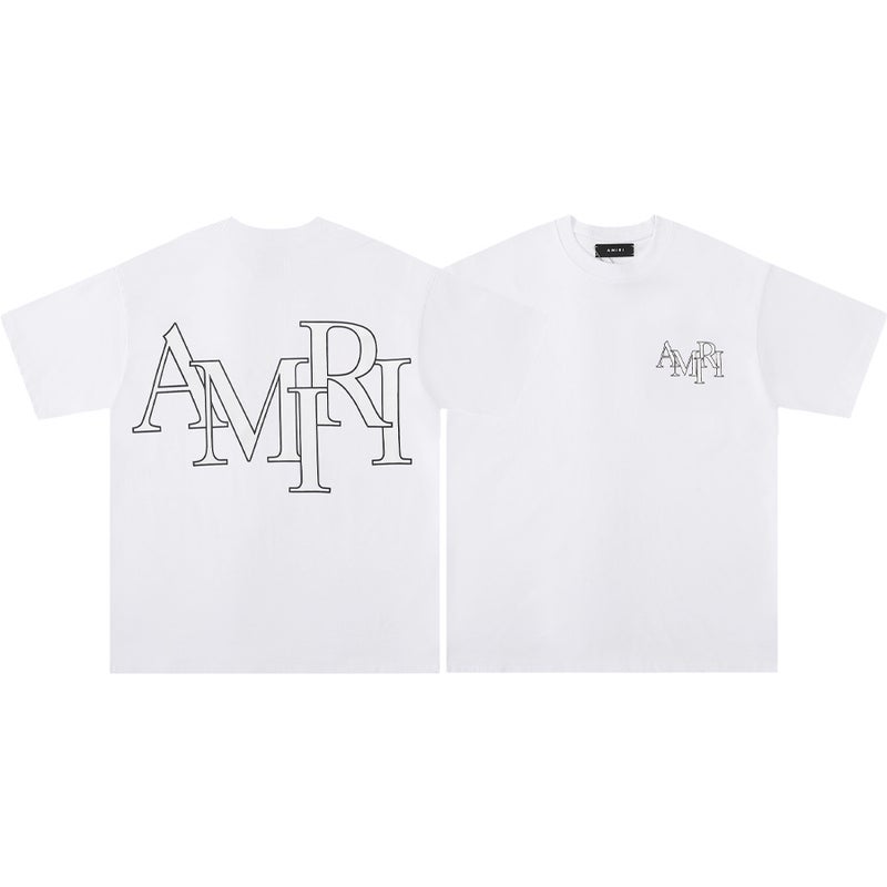 AMIRI Summer Short Sleeve Splatter Tee for Men 678 blue - Image 4