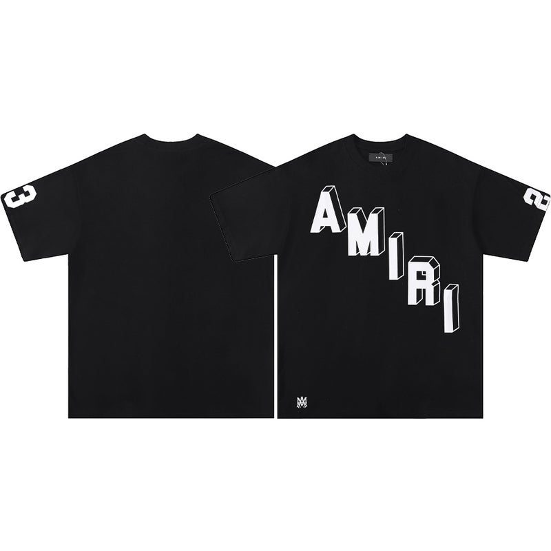 AMIRI Summer Short Sleeve Splatter Tee for Men 678 blue - Image 3