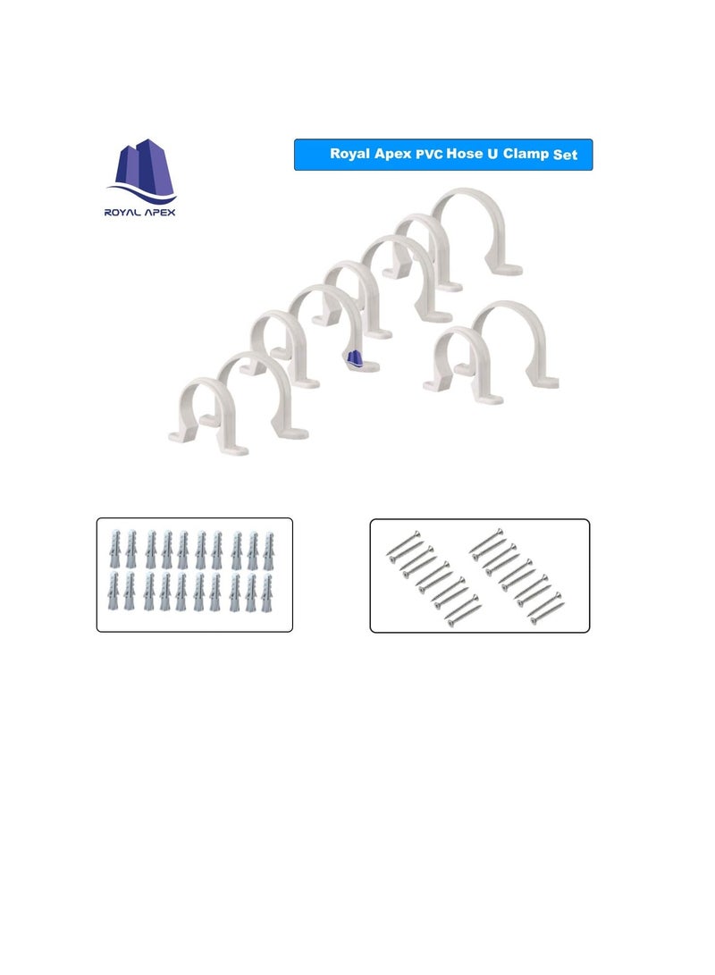 PVC White U Clamps Fastener Hanger Pipe Clamps Clip with Screw for Conduit Pipe Fixing Bracket and Support Water Pipe and Gas Pipe 10 Pcs (1.1/2 Inch) - Image 2