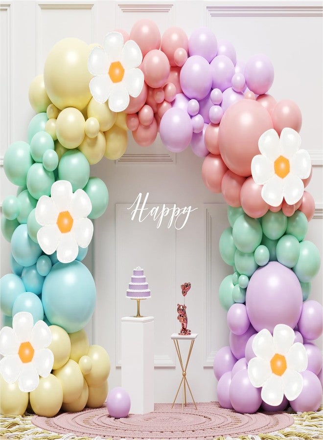 Netnology Daisy Balloon Garland Arch Kit 136Pcs White Groovy Flower Macaron Pink Yellow Blue Purple Balloons for Birthday Baby Shower Daisy Theme Wedding Two Groovy Boho Party Decorations - Image 5