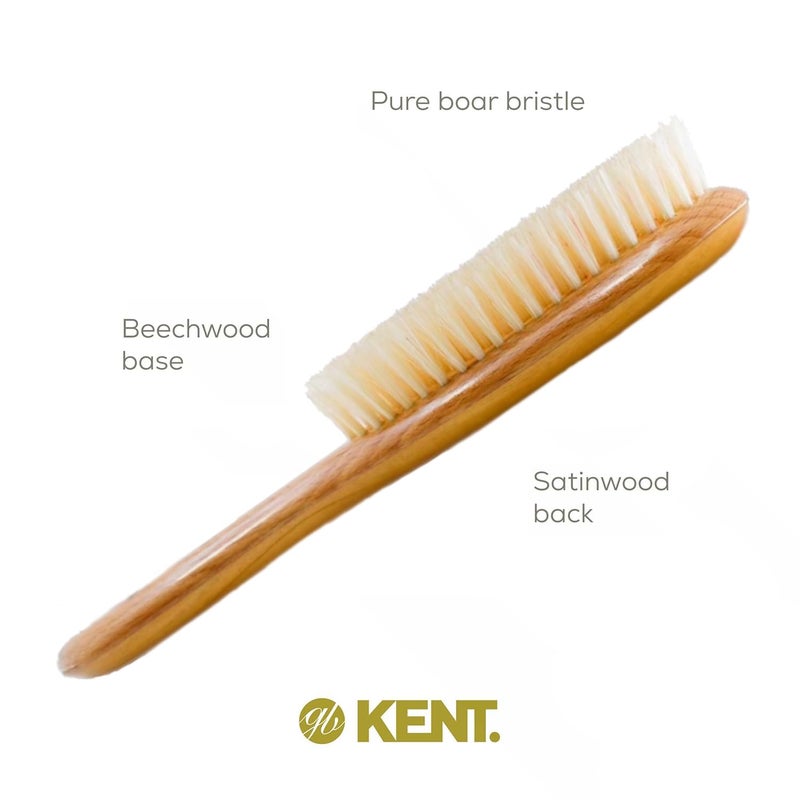Kent LS7 Finest Satin Wood Oval Hair Brushes for Women - Natural White Boar Bristle Hairbrush for Medium or Thick Hair of All Lengths - Dry Brush for Styling, Straightening (LS7 + Hairbrush Cleaner) - Image 3