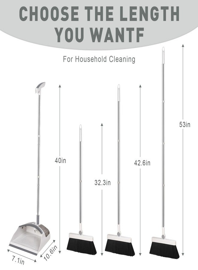 Hibaby Broom with Dustpan Combo Set, 54" Long Handle Broom and Dustpan Set for Home Lightweight, 180° Rotating Broom & Standing Dust Pan with CombTeeth for Kitchen Room Office Lobby Floor Cleaning - Image 3