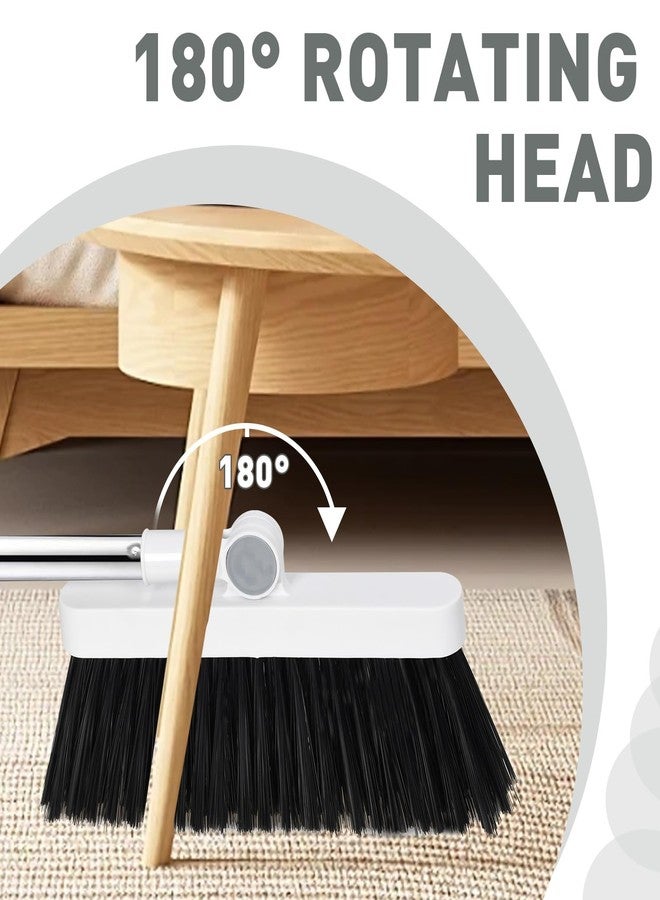Hibaby Broom with Dustpan Combo Set, 54" Long Handle Broom and Dustpan Set for Home Lightweight, 180° Rotating Broom & Standing Dust Pan with CombTeeth for Kitchen Room Office Lobby Floor Cleaning - Image 5